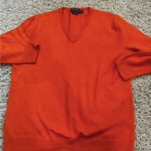 Ralph Lauren Men’s Sweater, Italian, cashmere, size medium, orange